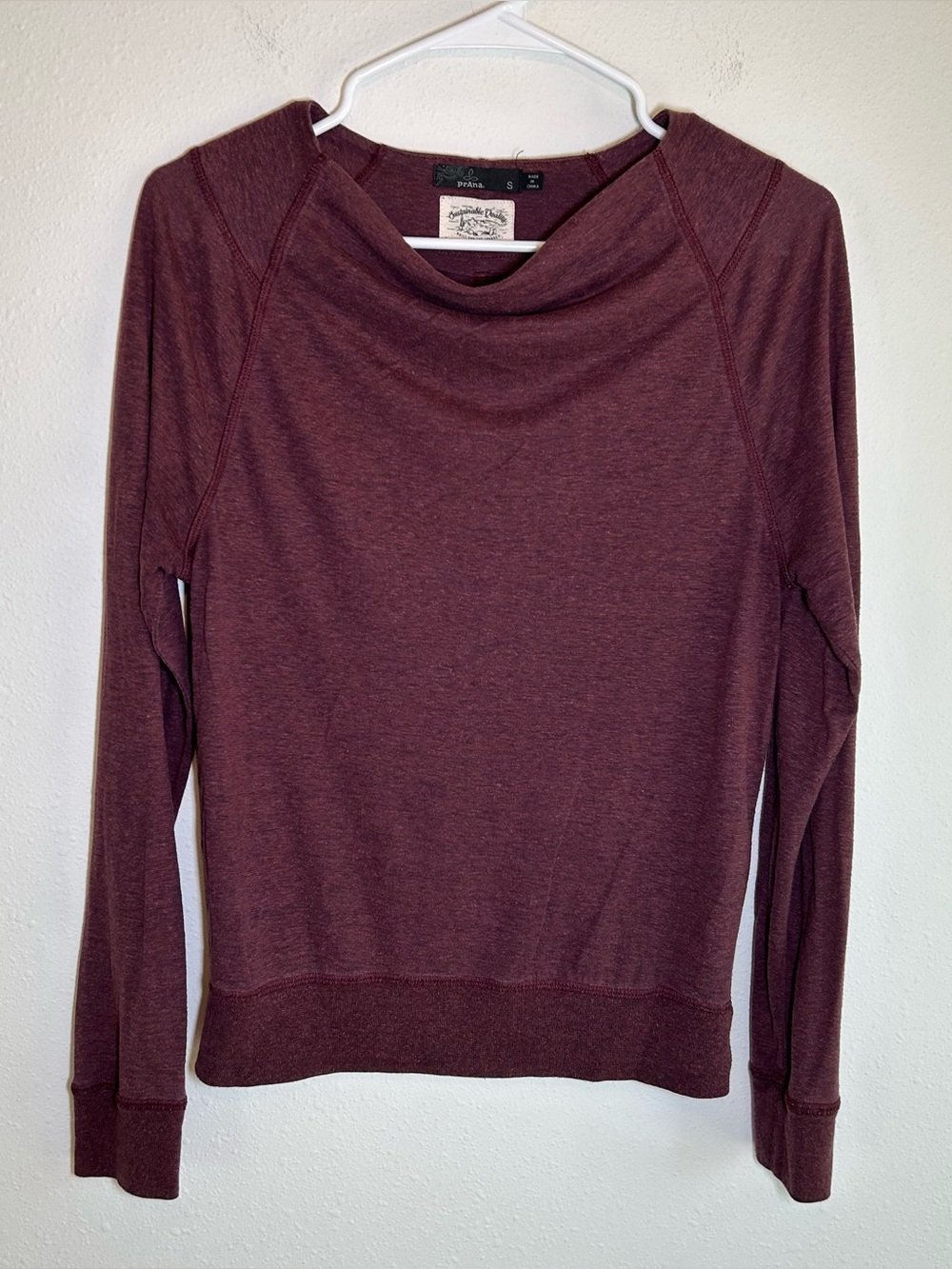 prAna Hemp Blend Long Sleeve Top Small Analia Cozy Up Purple